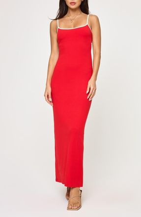 L*Space Jordana Rib Cover-Up Maxi Dress in Flame/Cream at Nordstrom Rack, Size X-Large