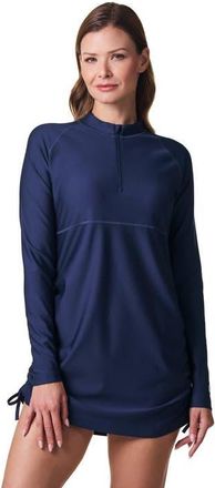 Coolibar Womens Ruche Long Sleeve Swim Shirt - UPF 50+ Sun Protection - Lawai in Navy at Nordstrom, Size Medium