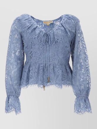Michael Kors v neck lace peplum hem top
