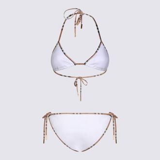 Burberry Check-Trimmed Bikini - White