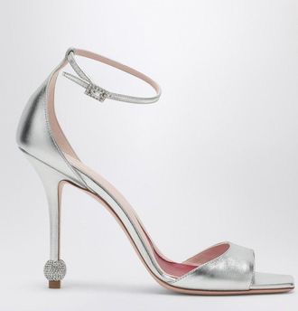 Roger Vivier Womens Silver Sandal With Jewelled Heel Leather - Size EU 40