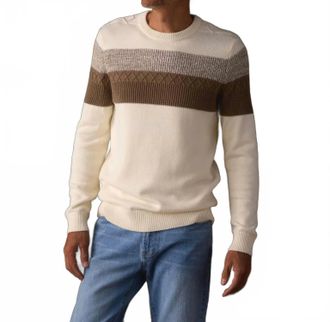 The Normal Brand Womens Tom Stripe Crew Sweater In Cream/jute