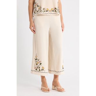 Adrianna Papell Embroidered Pants in Pale Oak at Nordstrom Rack, Size X-Small