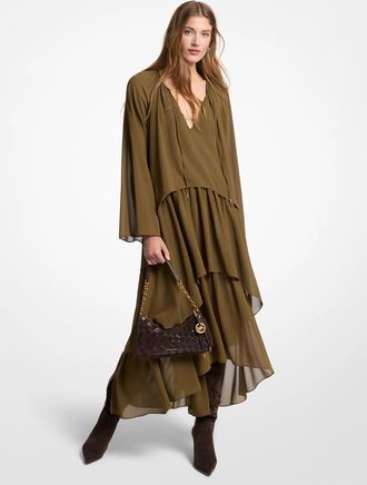 Michael Kors Ruffled Georgette High-Low Maxi Dress