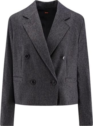 HUGO BOSS Dubbelrijige Blazer - Dames - Blazers - Grijs - S - Wol - Jassen