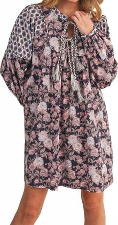Merci Floral Swing Mini Dress In Eggplant
