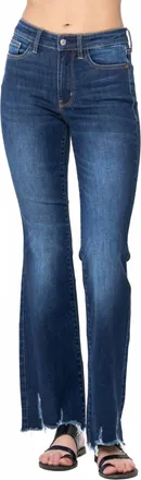 Judy Blue Mid-Rise Non Distressed Hem Bootcut Jeans In Blue