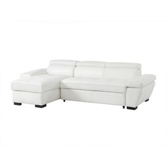 Vente-Unique Vente-unique - Divano letto angolare in pelle Bianco - Angolo a sinistra - jonova