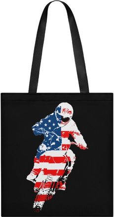 Generic Dirt Bike USA Flag Motocross Tote Bag for Women Men Shoulder Bags Purses Pouch Handbags