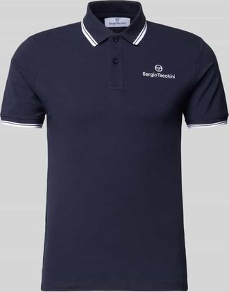 Sergio Tacchini Slim Fit Poloshirt mit Logo-Stitching Modell Reed in Dunkelblau, Gr&ouml;&szlig;e M
