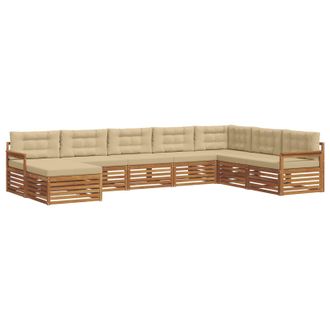 vidaXL Conjunto De Sof&aacute;s De Exterior Con Coj&iacute;n 8 Pcs Natural Y Beige Vidaxl