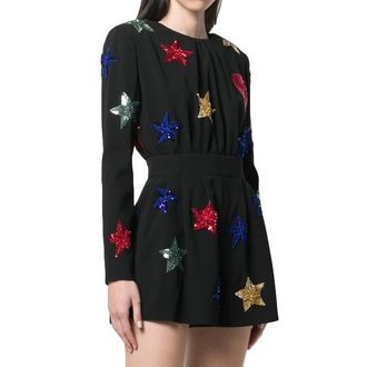 Saint Laurent Black Embroidered Runway Playsuit Size M