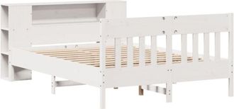 vidaXL Bookcase Bed without Mattress White 140x190cm Solid Wood Pine Vidaxl