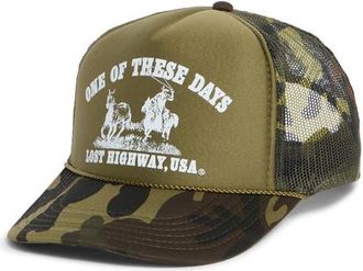 One Of These Days Lost Highway Trucker Hat in Dark Green Camo at Nordstrom