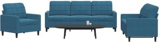 vidaXL Juego De Sof&aacute;s Con Cojines 3 Piezas Terciopelo Azul Vidaxl