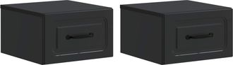 vidaXL Mesita De Noche De Pared 2 Uds. Negro 34,5 X 33 X 20 Cm Vidaxl