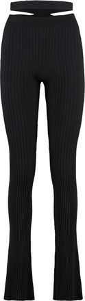 ADĀMO Andrea Adamo Geribbelde Gebreide Broek - Dames - Wijde Broeken - Zwart - XL - Polyester - Broeken