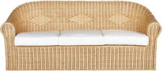 Beliani Beliani - Sofá de jardín de estilo boho fabricado en ratán natural con cojines de algodón Livadeia