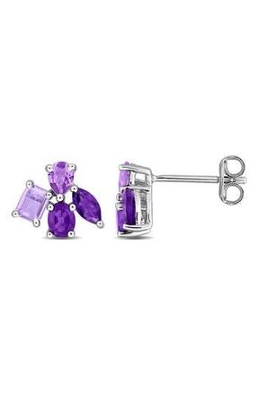 Delmar Multiple Cut Amethyst Cluster Stud Earrings in Purple at Nordstrom Rack