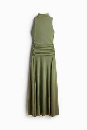 H&M Meshkleid mit Raffungen - Khakigr&uuml;n