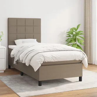 vidaXL Vidaxl - Cama Box Spring Con Colch&oacute;n Tela Gris Taupe 100x200 Cm