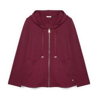 Fiorella Rubino Hoodie met trekkoord - Dames - Vesten met rits - Rood - L - Katoen - Hoodies & sweatvesten