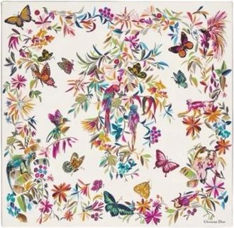 Dior Pre-owned Scarves, female, Multicolor, Size: ONE SIZE Pre-owned Butterfly Scarf