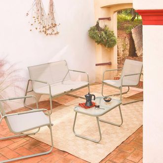 Sweeek 4-seater Steel Garden Sofa Set in Khaki