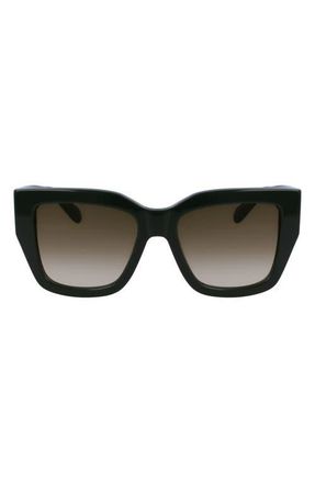 Ferragamo Gancini 55mm Modified Rectangular Sunglasses in Dark Green at Nordstrom