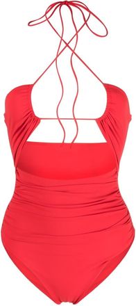 Magda Butrym criss-cross halter swimsuit - women - Elastane/Polyamide - 36 - Red