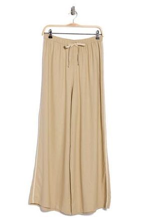 Max Studio Side Stripe Linen Blend Wide Leg Pants in Safari at Nordstrom Rack, Size X-Small