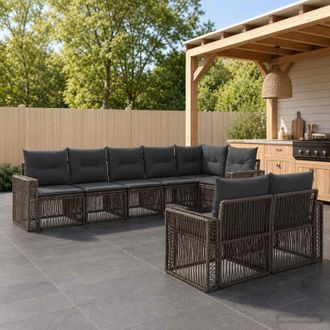 vidaXL Vidaxl Set Divano Da Giardino 8 Pz Grigio E Grigio Scuro Polyrattan