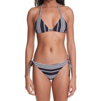 Lemlem Luchia Triangle Bikini Top in Black at Nordstrom Rack, Size Small