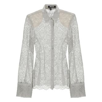 Rotate ROTATE Birger Christensen, Shirts, female, Gray, Size: S Lace Buttoned Shirt