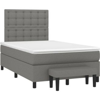 vidaXL Cama Box Spring Con Colch&oacute;n Tela Gris Oscuro 120x190 Cm Vidaxl
