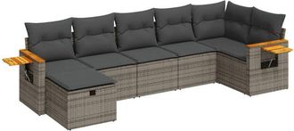 vidaXL Set De Sof&aacute;s De Jard&iacute;n 7 Pzas Con Cojines Rat&aacute;n Sint&eacute;tico Gris Vidaxl