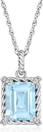 Ross-Simons Sky Blue Topaz Pendant Necklace With White Topaz in Sterling Silver