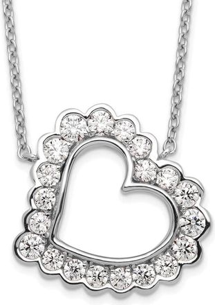 Diamond2Deal 14K White Gold 3/4 Ct Lab Grown Diamond Heart Pendant Necklace 18 Clarity VS, Color G-H