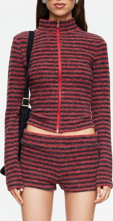 Lioness Apex Knit Jacket in Crimson Stripe at Nordstrom, Size X-Small
