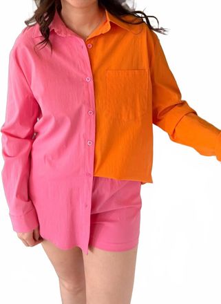 BuddyLove Marcie Colorblock Shirt & Shorts Set In Pink/ Orange