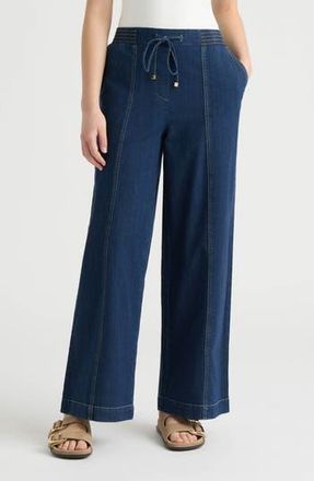 NVLT Wide Leg Drawstring Jeans in Dark Denim at Nordstrom Rack, Size X-Small
