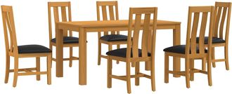 vidaXL Conjunto De Comedor 7 Uds. Negro Madera De Roble S&oacute;lido Vidaxl