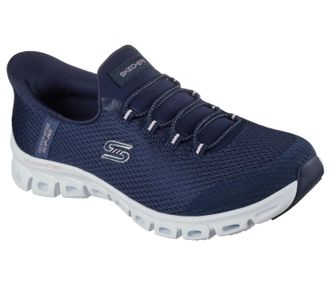 Skechers Womens Glide-Step Pursuit Sneaker, Navy Mesh/Mauve Trim, 8 UK