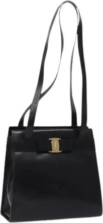 Ferragamo Tweedehands leren handtassen - Dames - Vintage Schoudertas - Zwart - ONE Size - Leer - Vintage