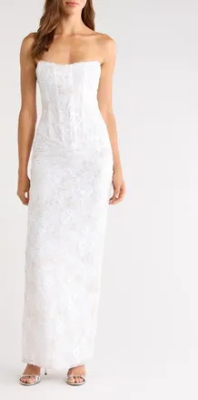 House of CB Anisa Beaded Sleeveless Gown in White at Nordstrom, Size X-Large