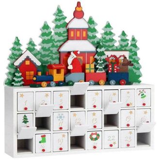 Trade Shop Trade Shop - Calendario Dellavvento Trenino Natalizio Di Babbo Natale In Legno 24 Cassetti