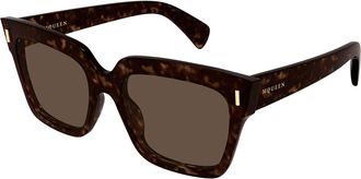 Alexander McQueen AM0583S 002 Womens Sunglasses Tortoiseshell Size 56 - Free RX Lenses - Free RX Lenses