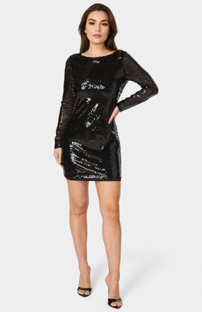Bebe Womens Cowl Back Sequin Mini Dress