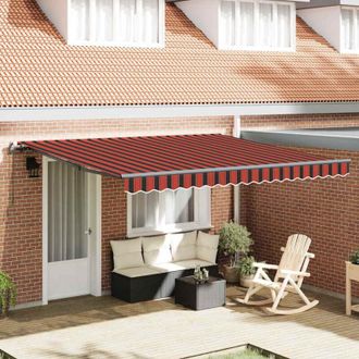 vidaXL Vidaxl - Toldo Retr&aacute;ctil Manual Naranja Y Marr&oacute;n 400 X 350 Cm Tela