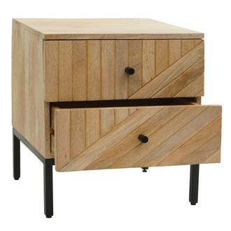 Hhg Nunca Usado] Mesilla De Noche Hhg 181, Mesilla De Noche Armario, Caj&oacute;n Madera De Mango 51x45x40cm Certificado Mvg, Natural